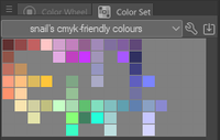 A Clip Studio Paint screenshot showing the colour set mentioned above.